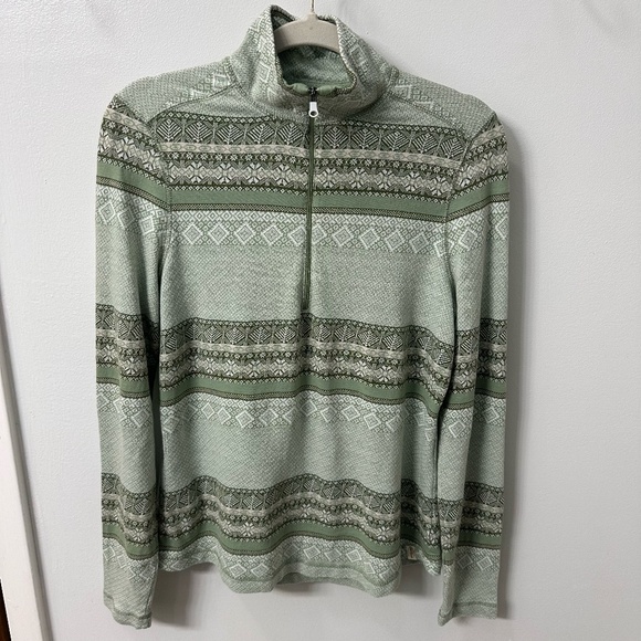 Old Ranch 1/4 Zip Pullover Sweatshirt Green Geometric Aztec Top Women Size S GUC - Picture 1 of 9